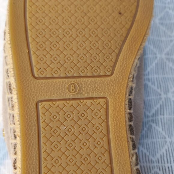 Tory Burch Espadrilles Mules Size 8 Slides Sandals Flats Slip On Beige Leather - Picture 14 of 16